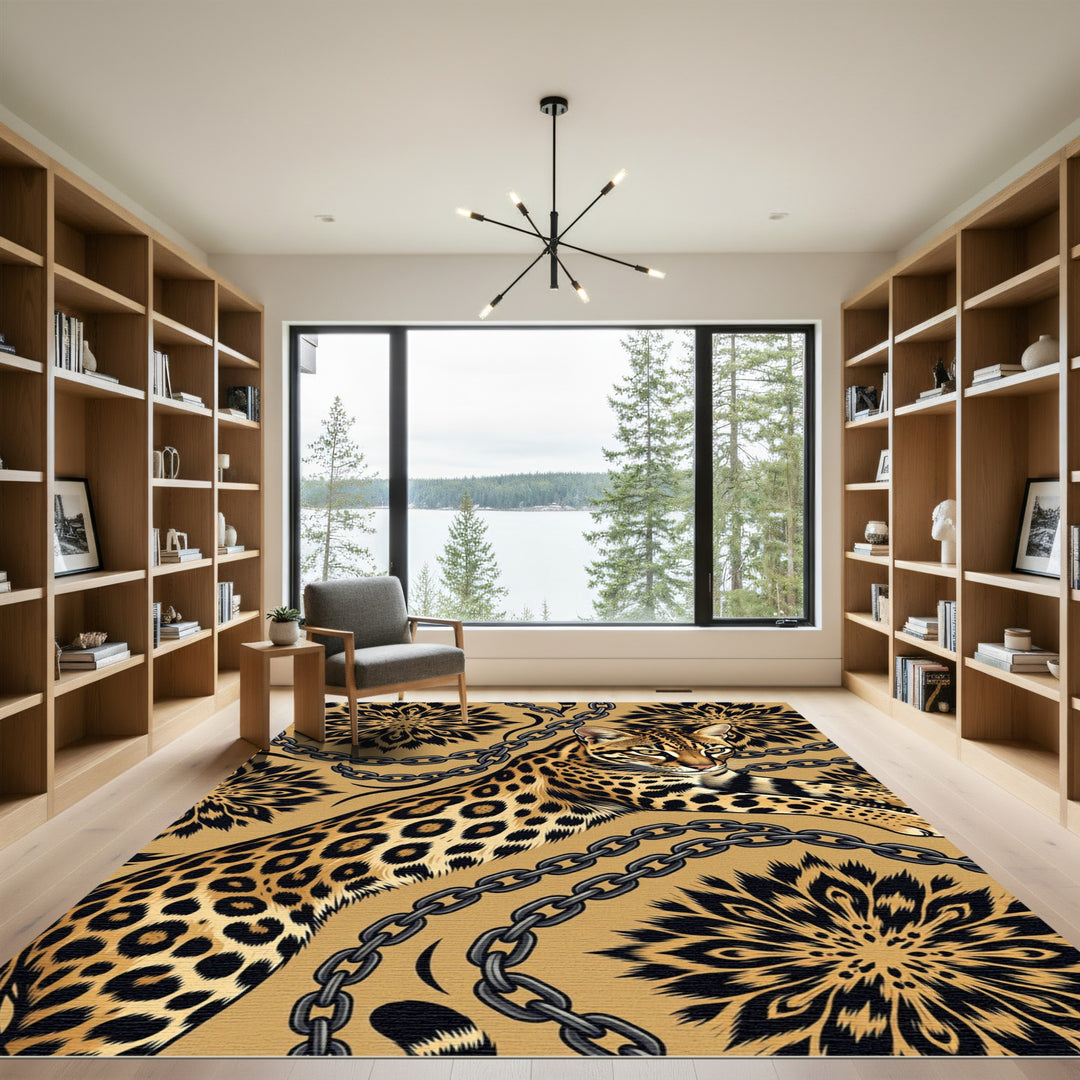 Ocelot Chains Floral Gold Rug