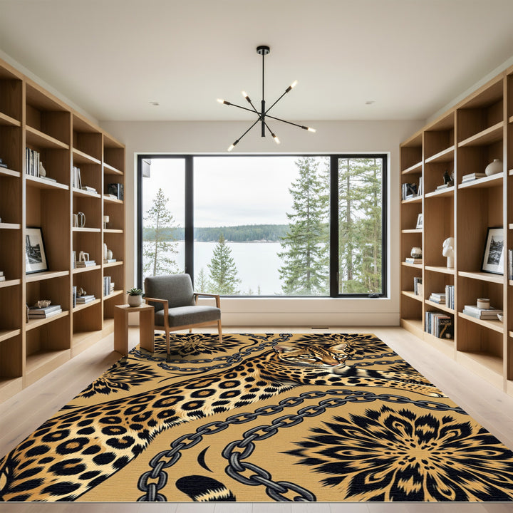 Ocelot Chains Floral Gold Rug