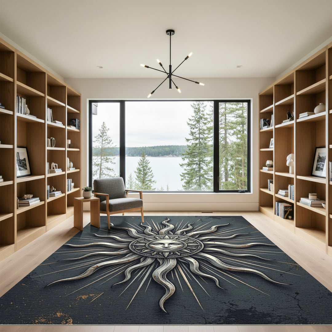 Ornate Sun Face Celestial Rug