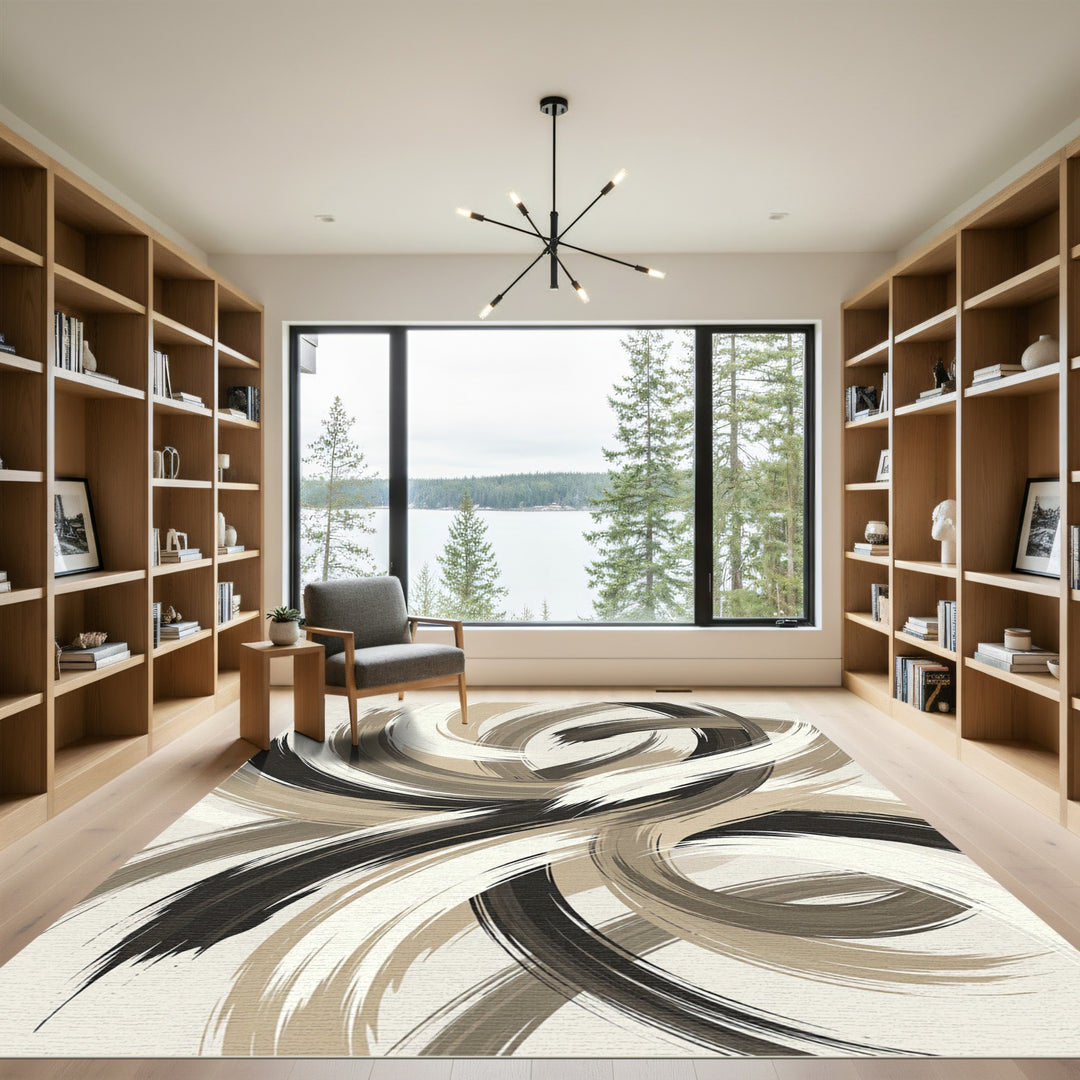 Abstract Swirl Brush Stroke Rug
