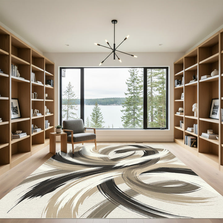 Abstract Swirl Brush Stroke Rug