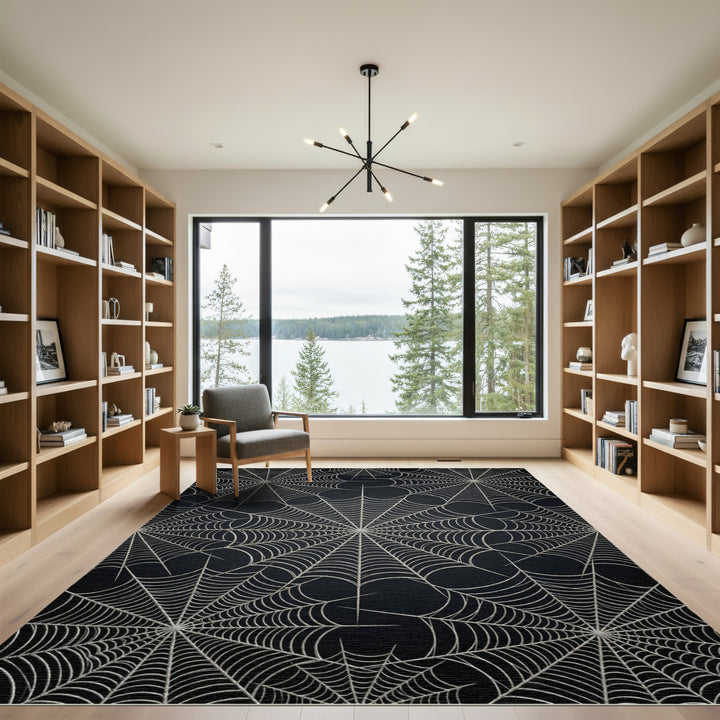 Gothic Gray Spiderweb Array Rug