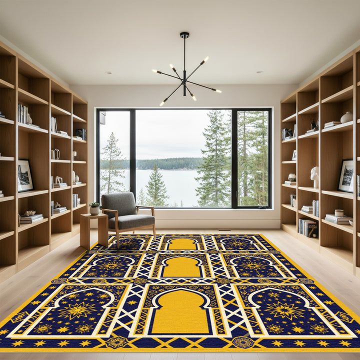 Golden Star Arabesque Geometric Rug