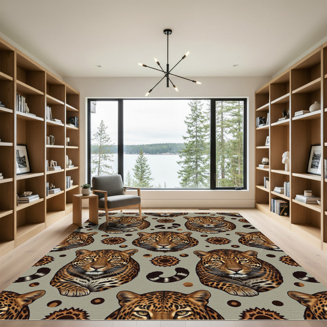 Bold Leopard Spots Geometric Medallion Rug