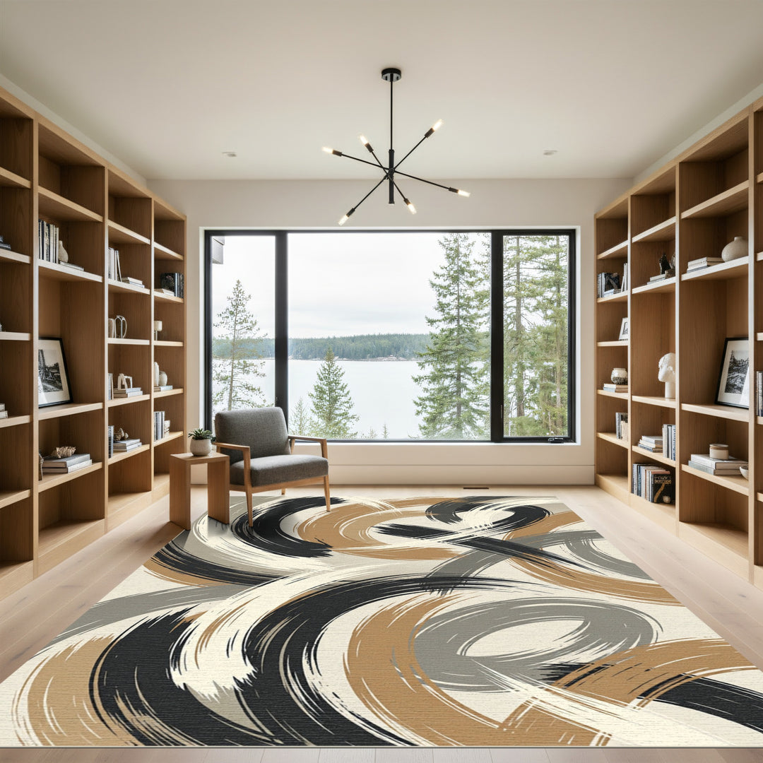 Abstract Swirl Brushstroke Rug
