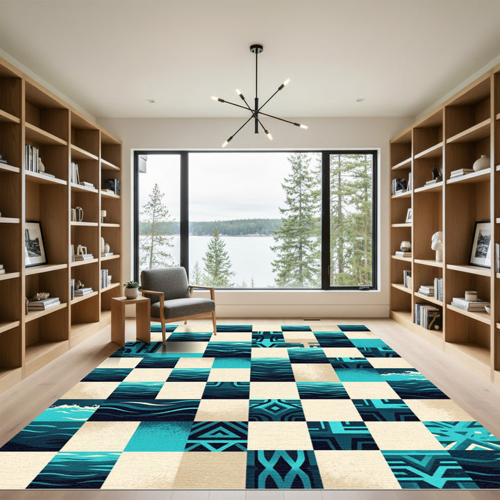Coastal Abstract Ocean Wave Rug