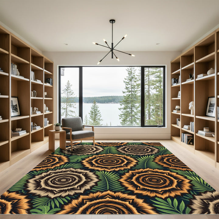 Tiger Stripe Floral Jungle Medallion Rug