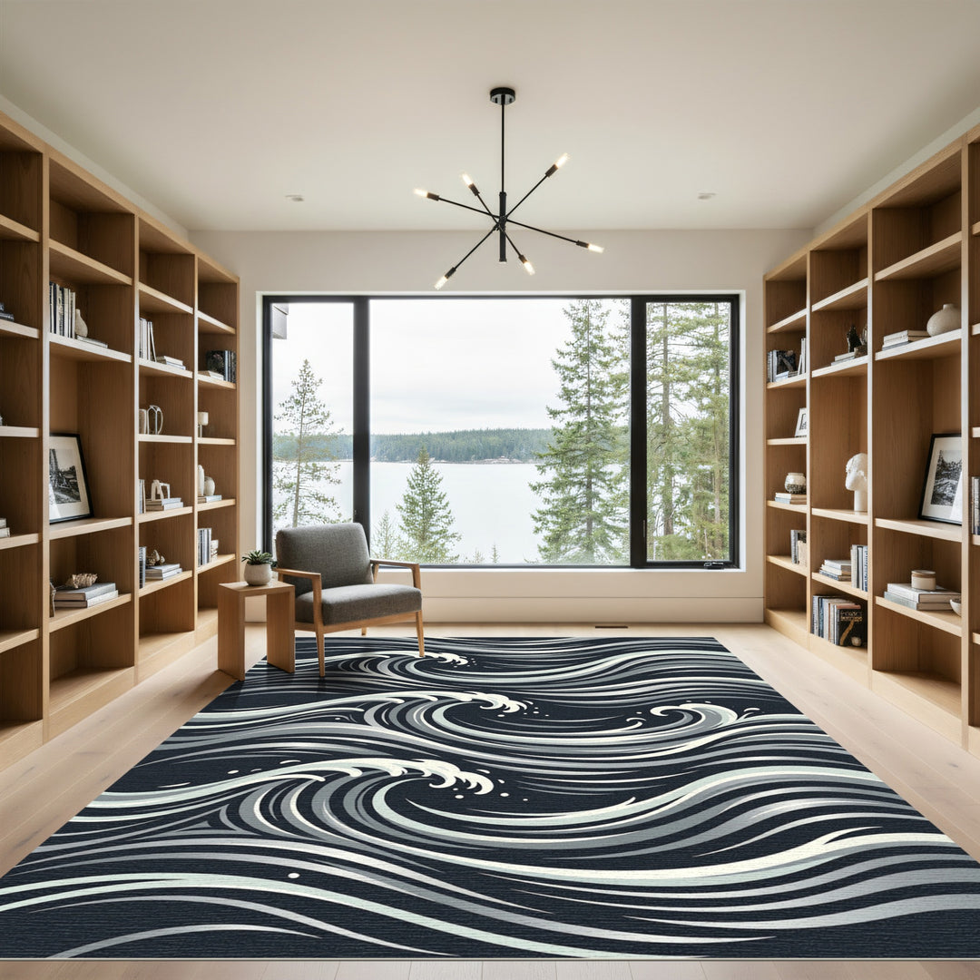 Dark Wave Artistic Rug Design Rug