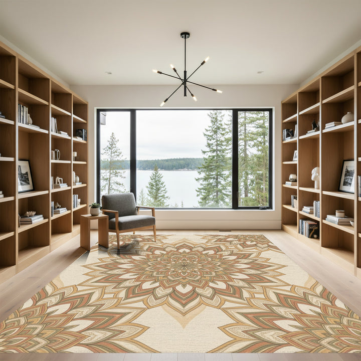 Earthy Tone Floral Mandala Medallion Rug