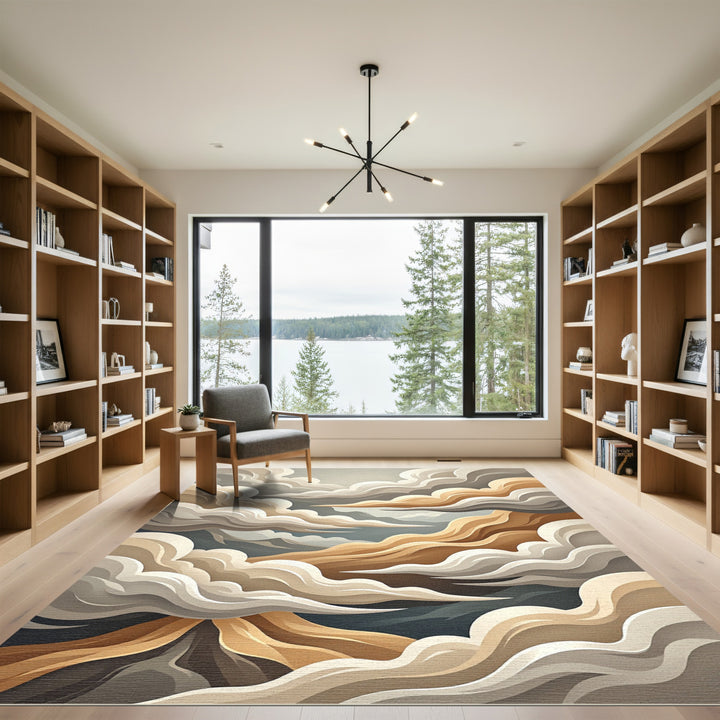 Ethereal Cloudscape Beige Abstract Rug