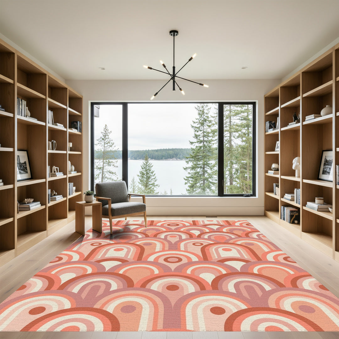 Retro Peach Layered Archway Rug