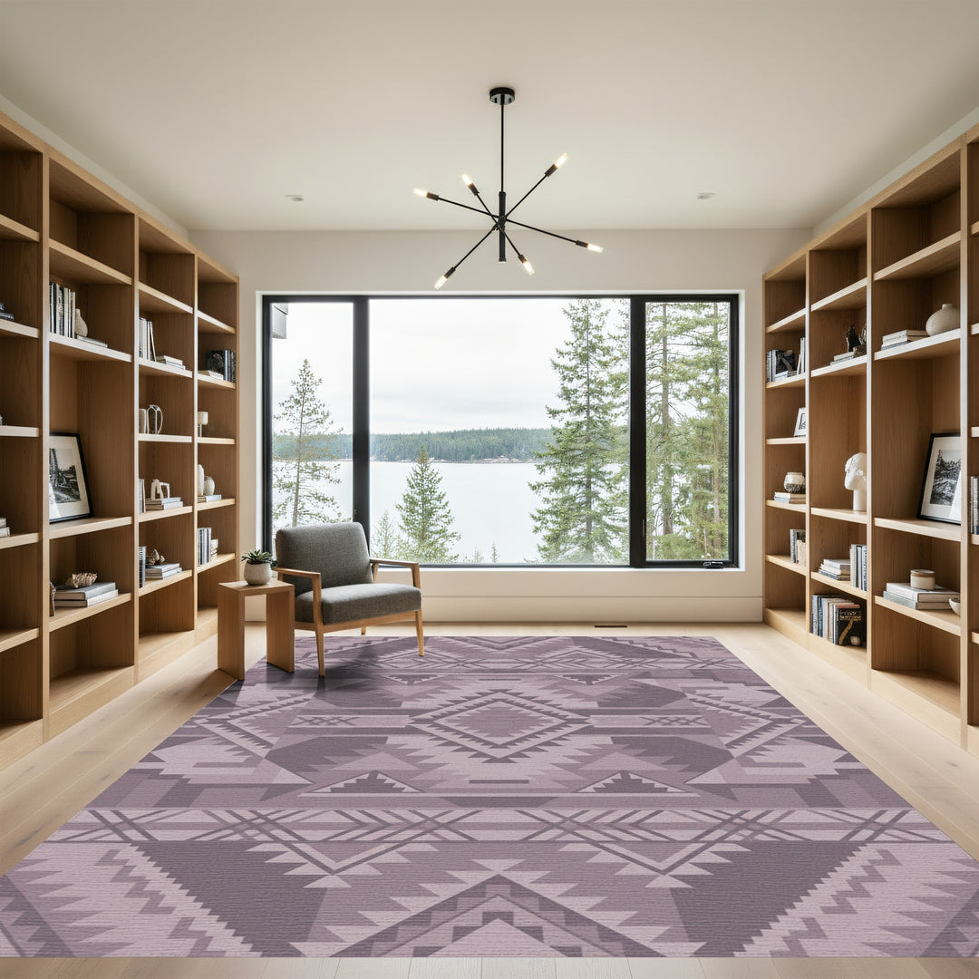 Mauve Geometric Diamond Step Rug