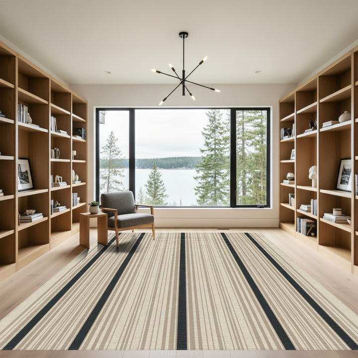 Rustic Earth Tone Vertical Stripe Rug