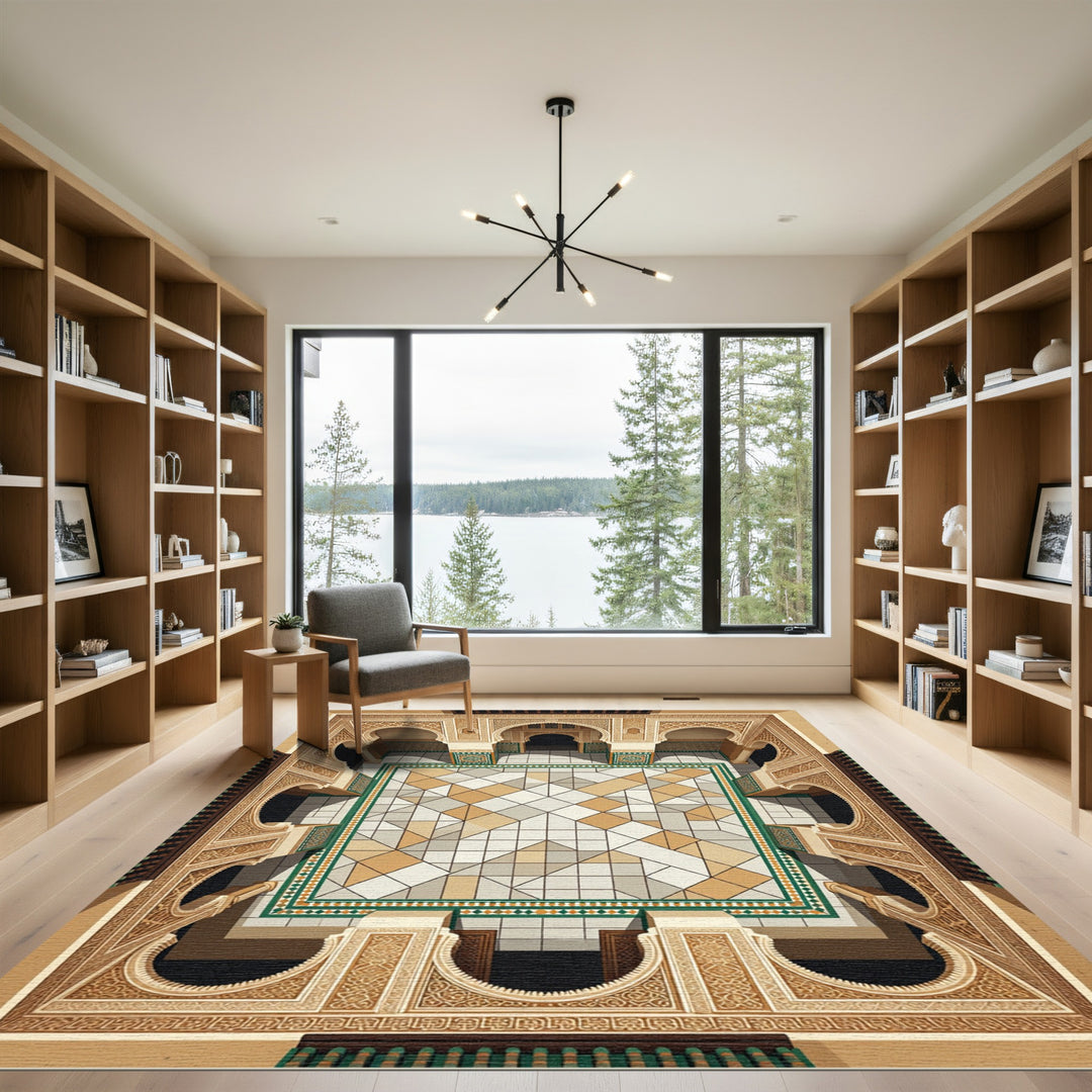Intricate Geometric Court Courtyard Rug