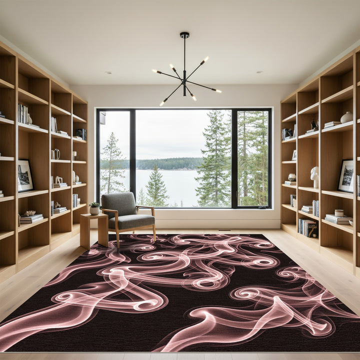 Rose Gold Swirling Smoke Art Rug