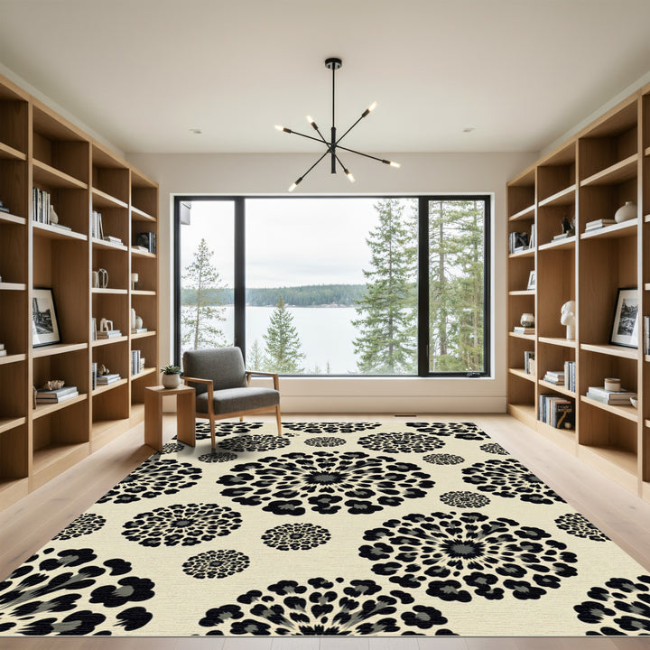 Exotic Black Animal Spot Mandala Rug