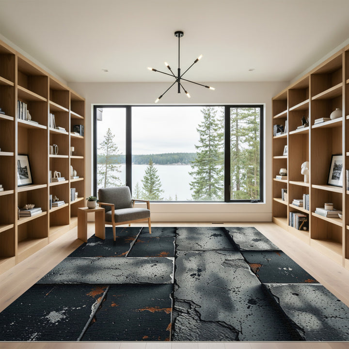 Gritty Textured Abstract Grunge tiles Rug