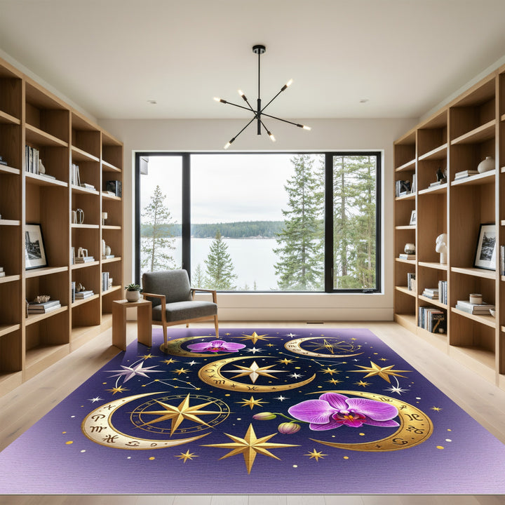 Celestial Gold Moon Orchid Rug