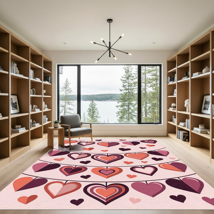 Coral And Plum Heart Garland Rug
