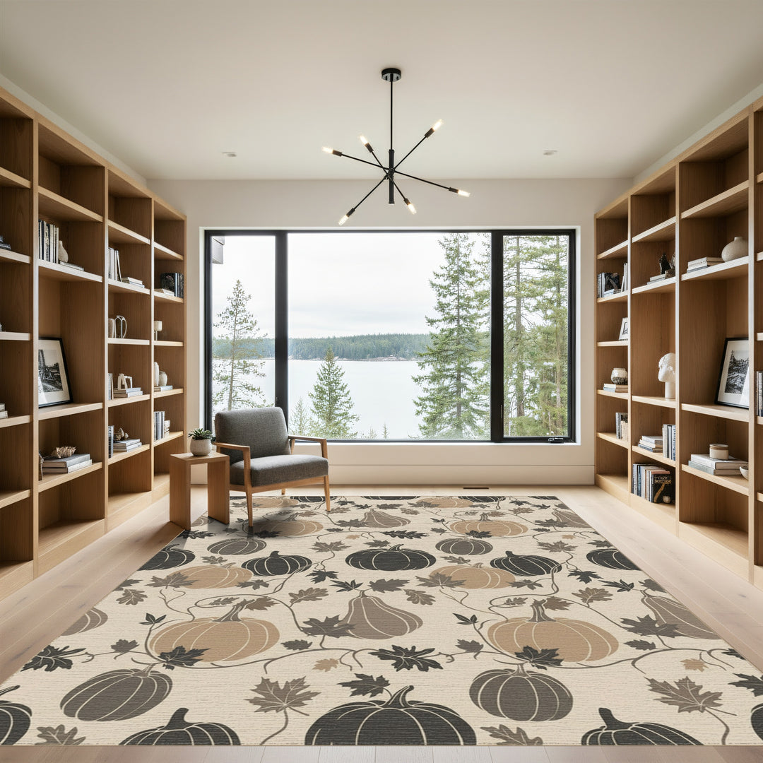 Autumn Pumpkin Vine Swirl Rug