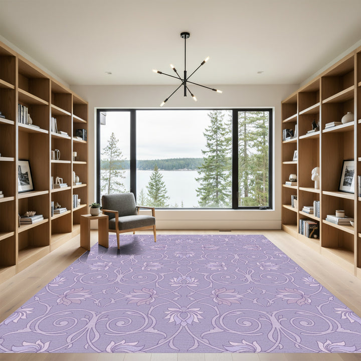 Lila Floral Scroll Swirl Rug
