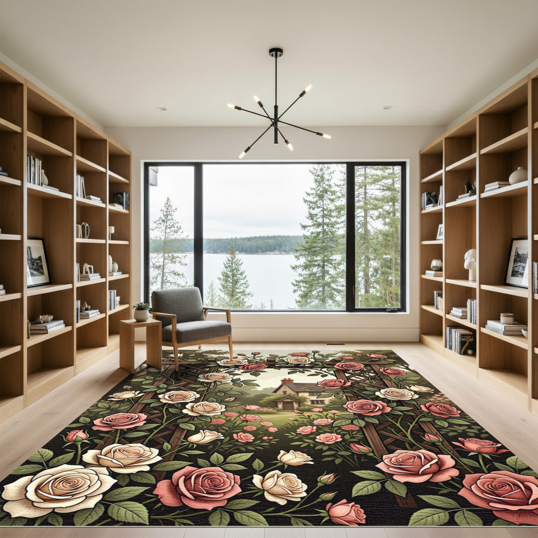 Romantic Rose Garden Trellis Rug