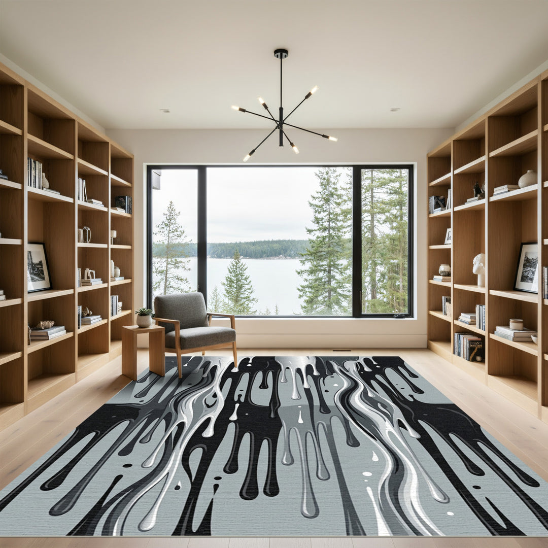Monochromatic Dripping Paint Rug