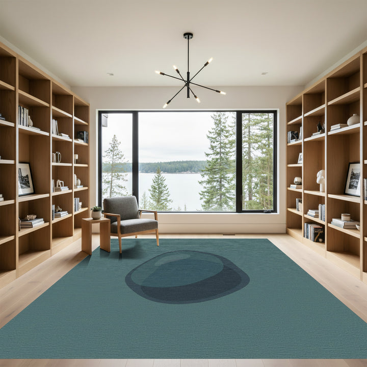 Deep Teal Smooth Organic Form Rug