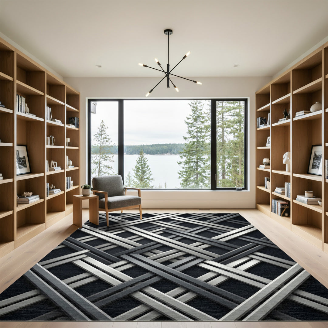 Gray Intersecting Metal Strands Rug