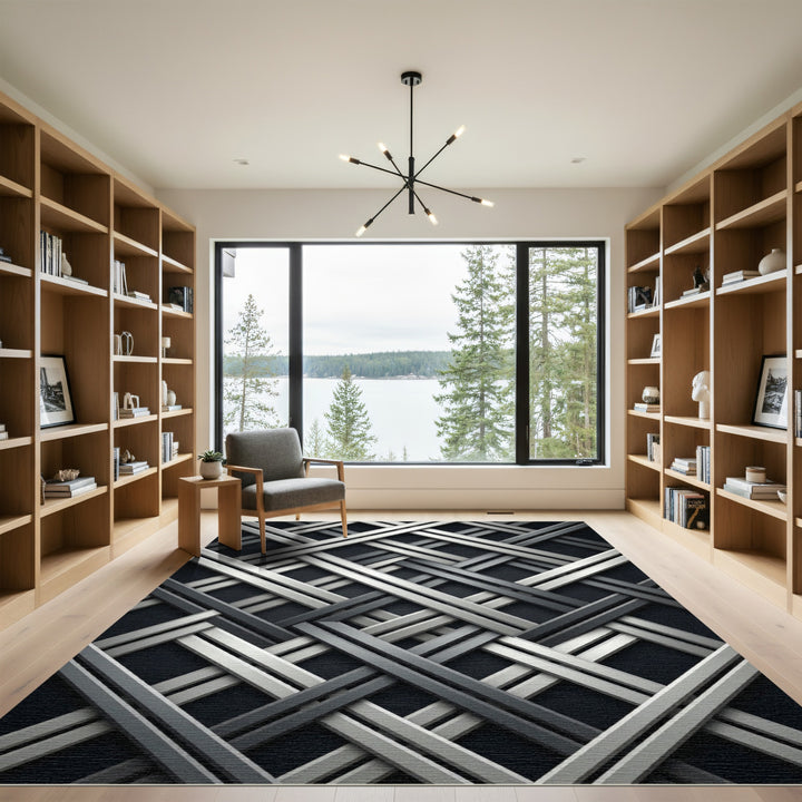 Gray Intersecting Metal Strands Rug