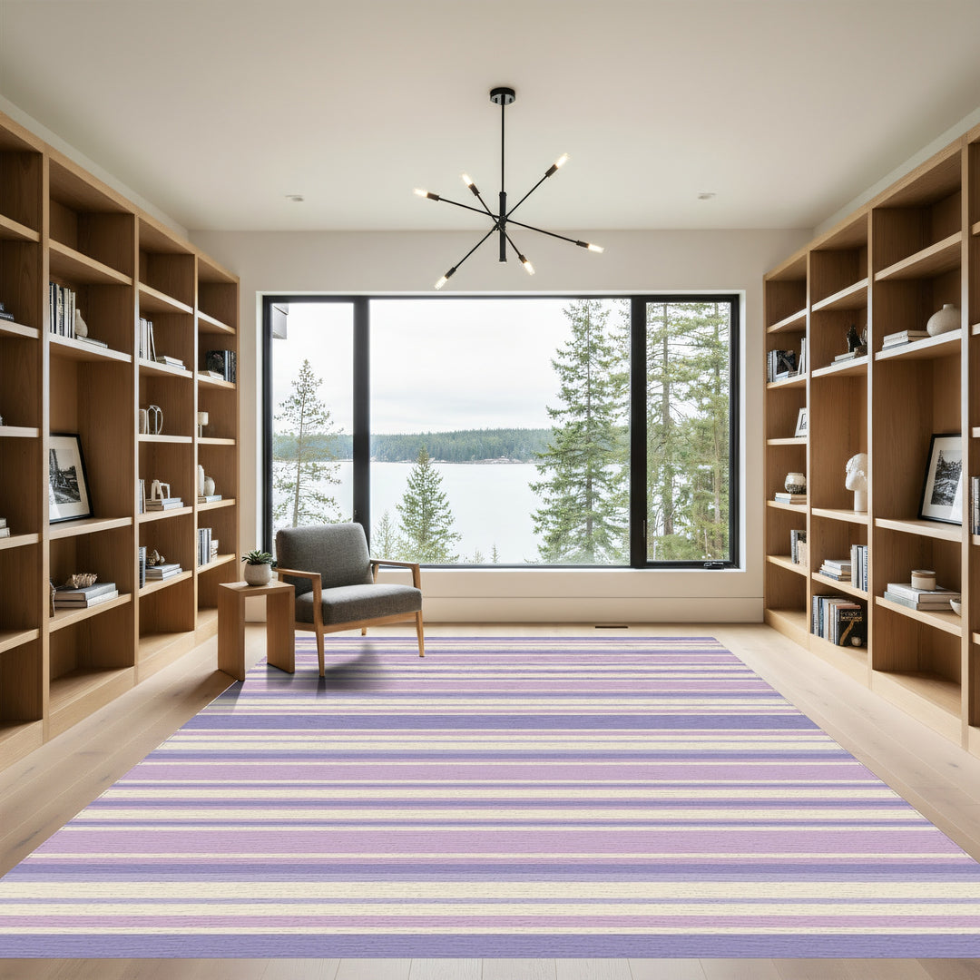 Lavender Cream Subtle Stripe Rug