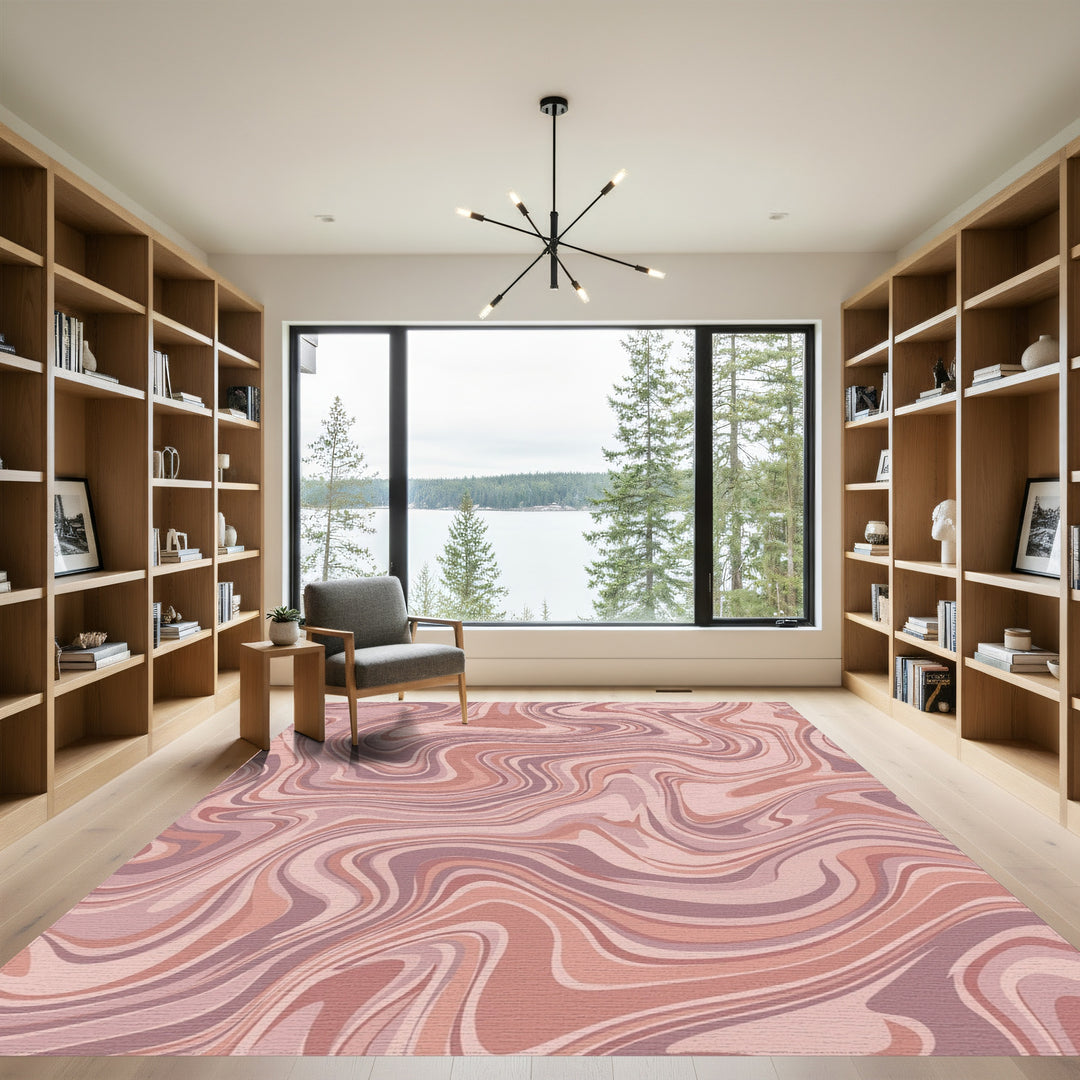 Terracotta Swirl Marble Texture Rug