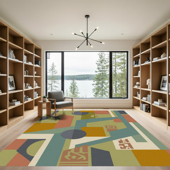 Abstract Geometric Terracotta Circles Rug