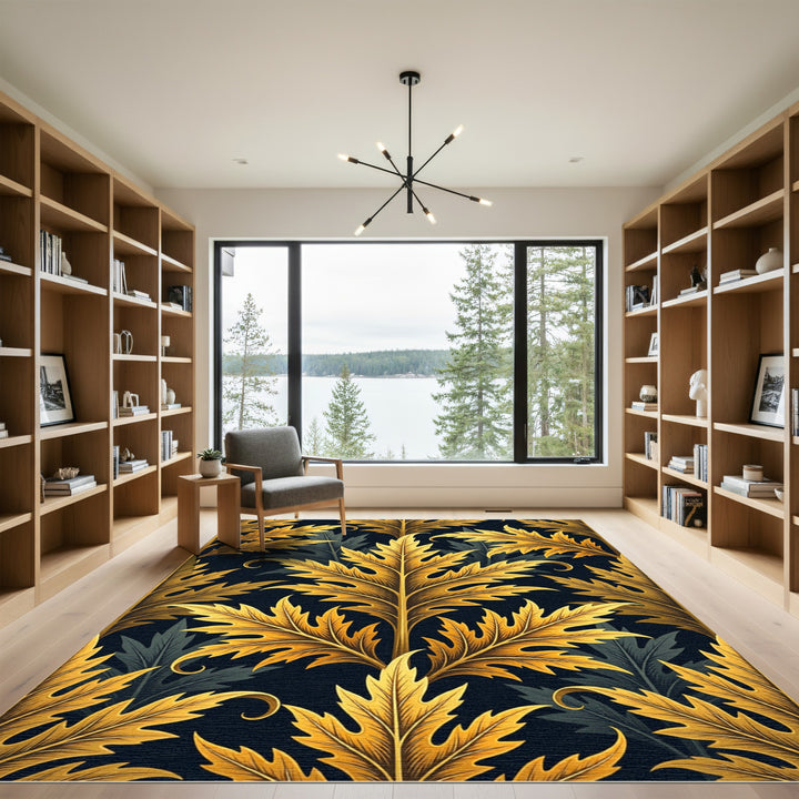 Gilded Acanthus Leaf Tapestry Dark Rug