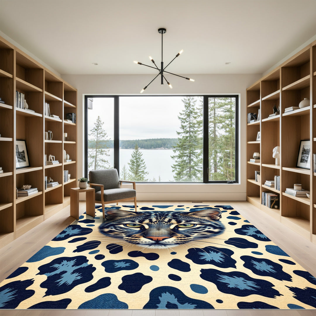 Leopard Spot Feline Portrait Rug