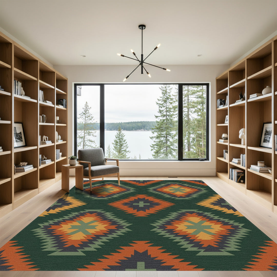 Earthy Terracotta Diamond Kilim Rug
