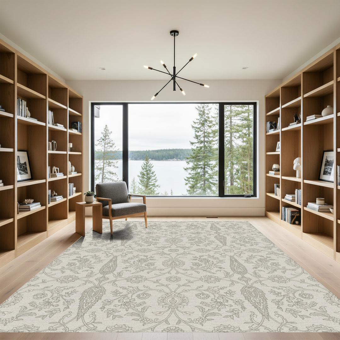 Elegant Stone Floral Archway Serpentine Rug