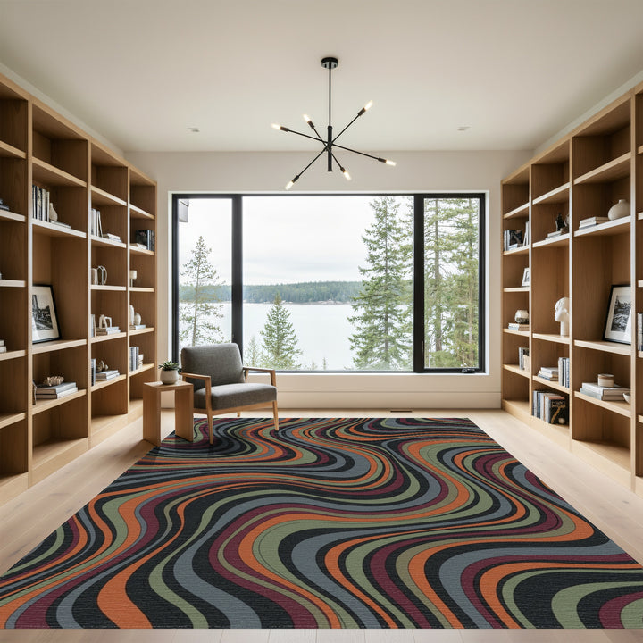 Earthy Swirls Wavy Stripe Rug