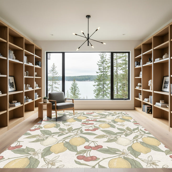 Yellow Lemon Cherry Blossom Branches Rug