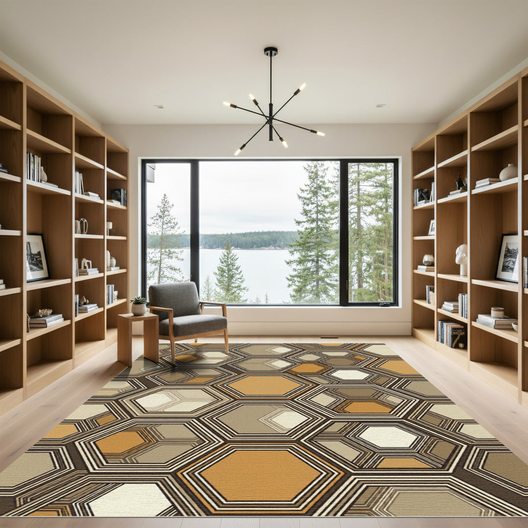 Geometric Honeycomb Hexagon Rug