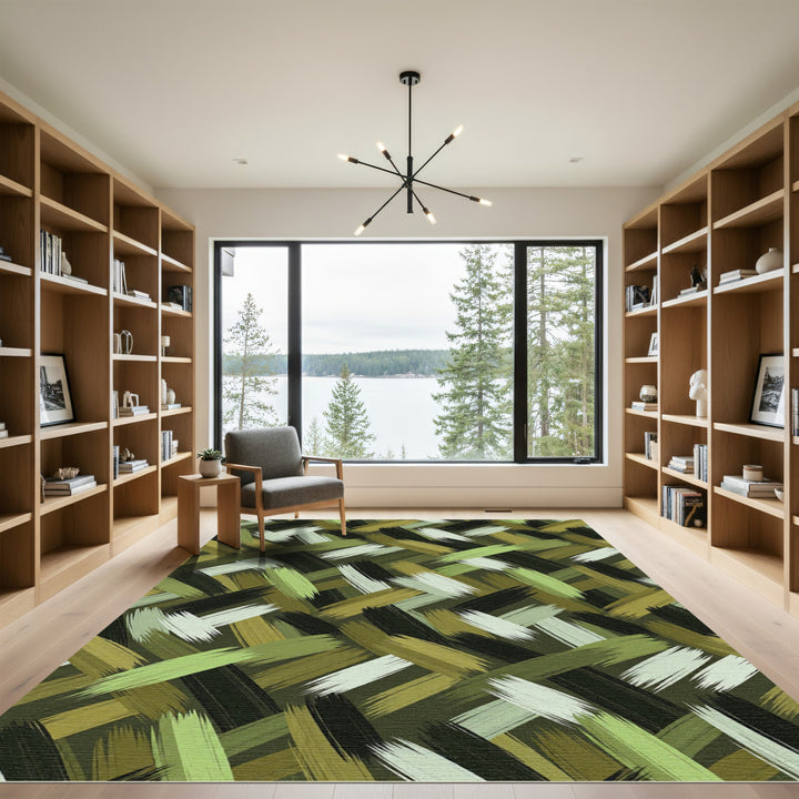 Abstract Brushstroke Earth Tones Rug