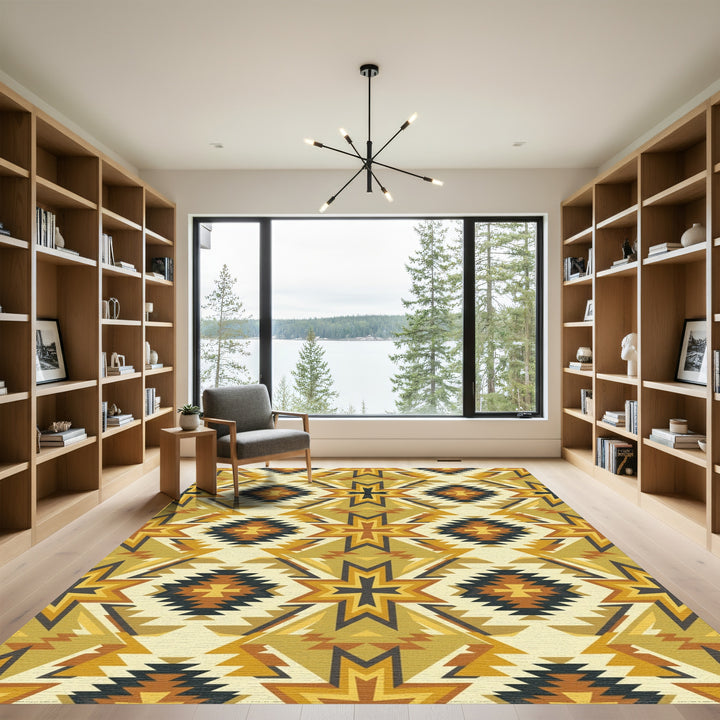 Golden Earth Geometric Star Relic Rug