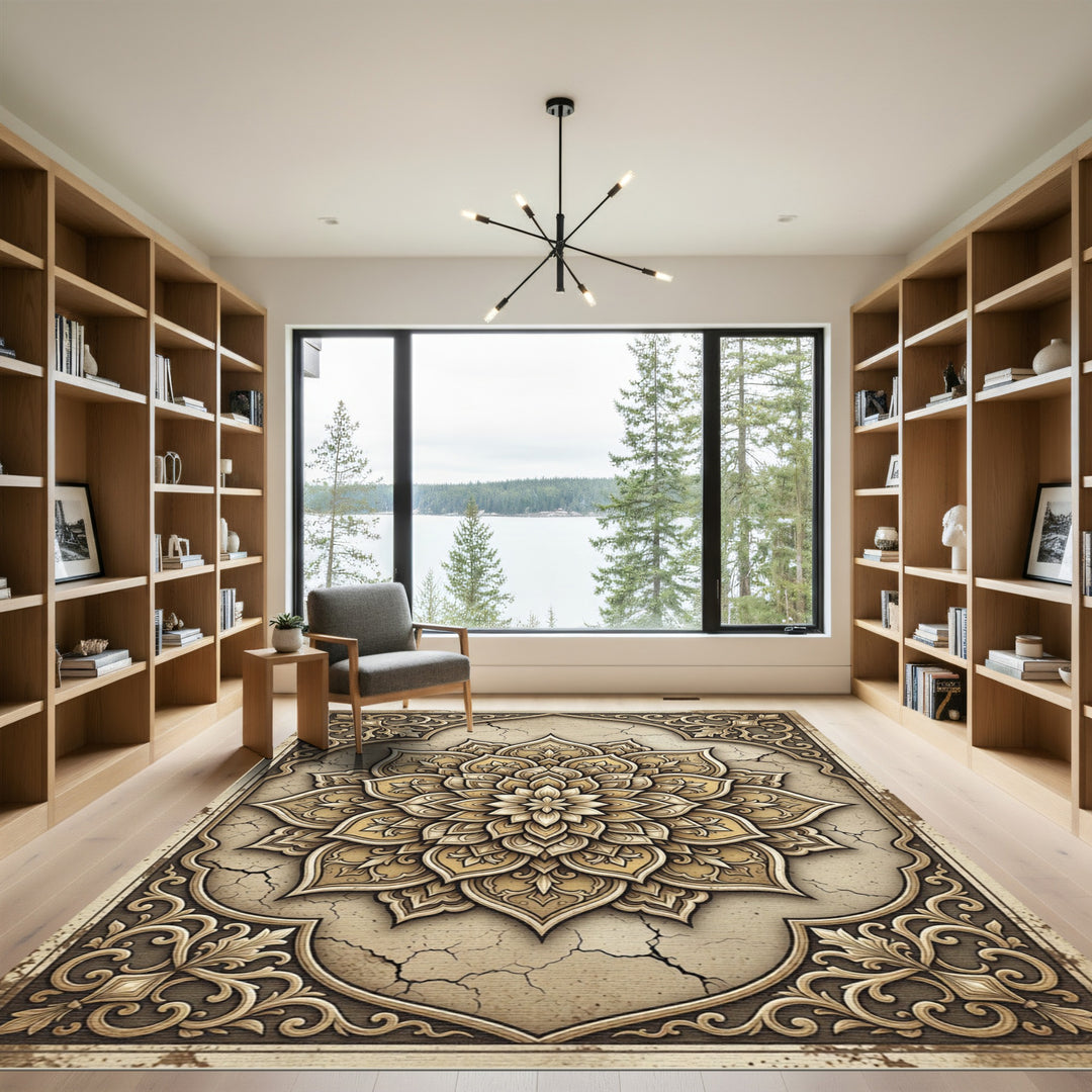 Golden Mandala Arched Medallion Rug