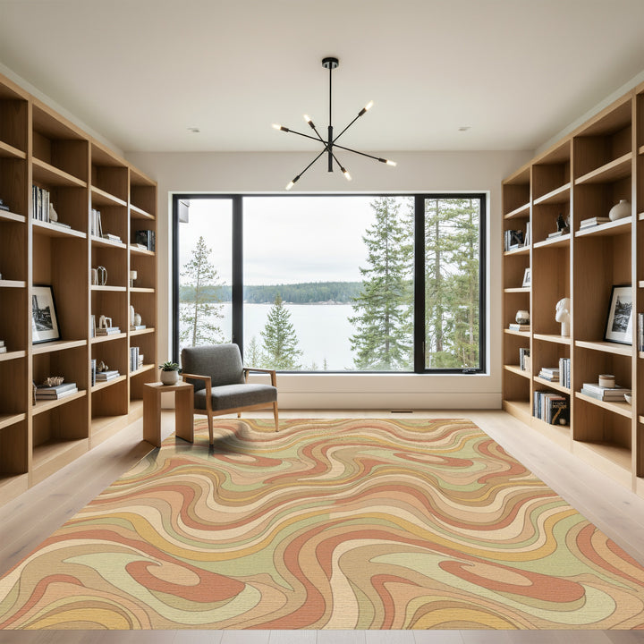 Earthy Swirl Flowing Lines Rug