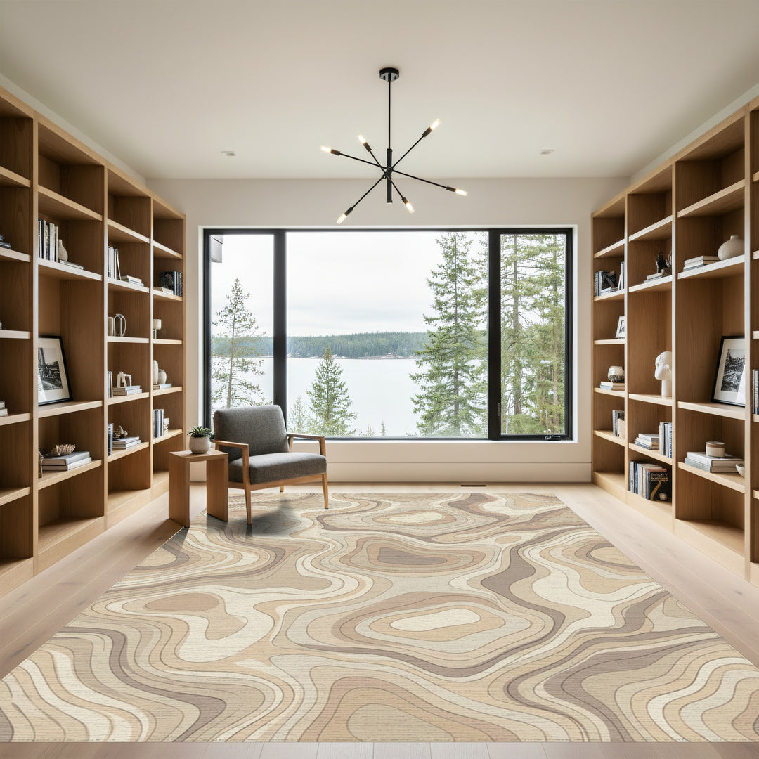 Neutral Terrain Contour Waves Rug
