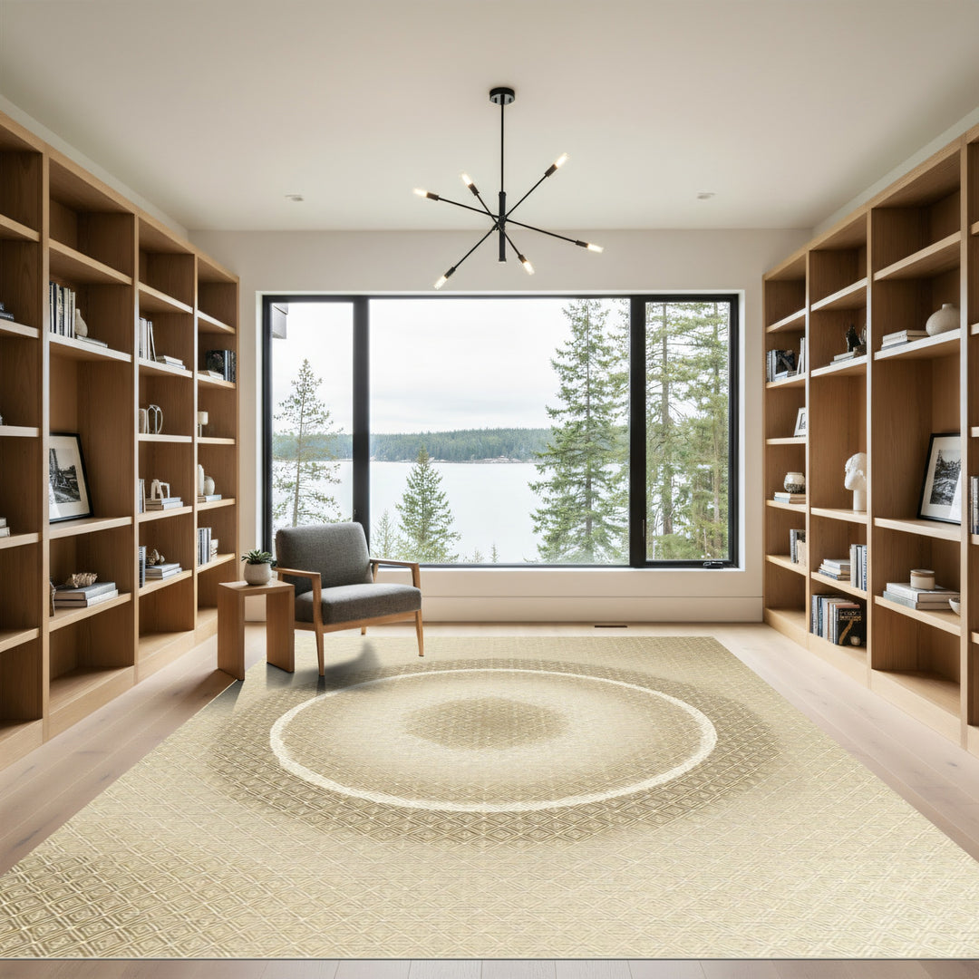Golden Oval Abstract Medallion Rug