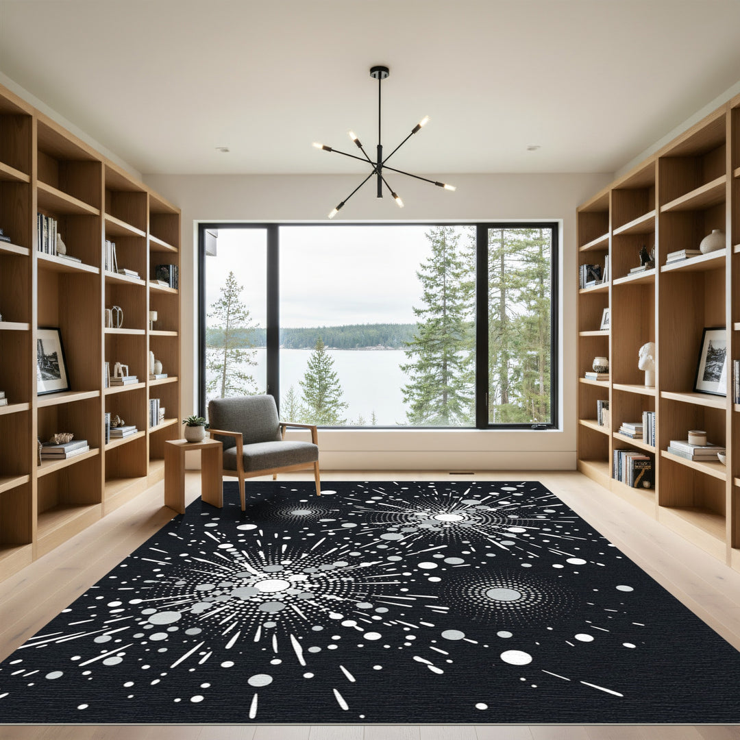 Abstract Cosmic Burst Circles Rug