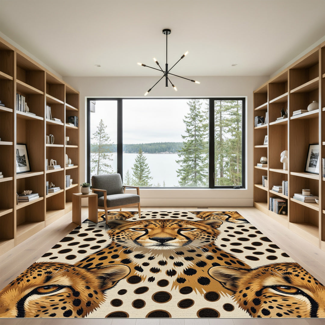 Golden Cheetah Spots Contemporary Composition Rug