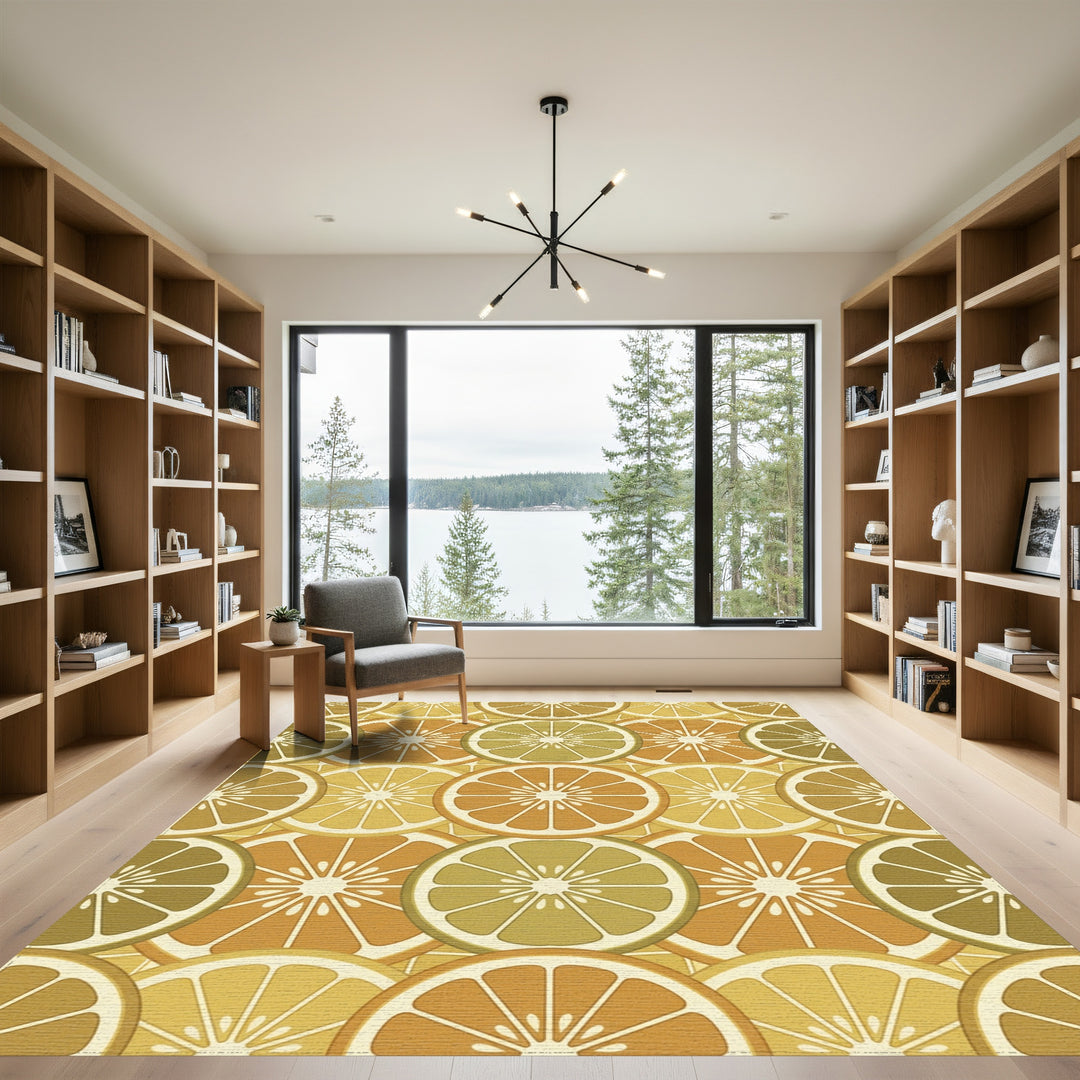 Citrus Slices Warm Tones Abstract Rug