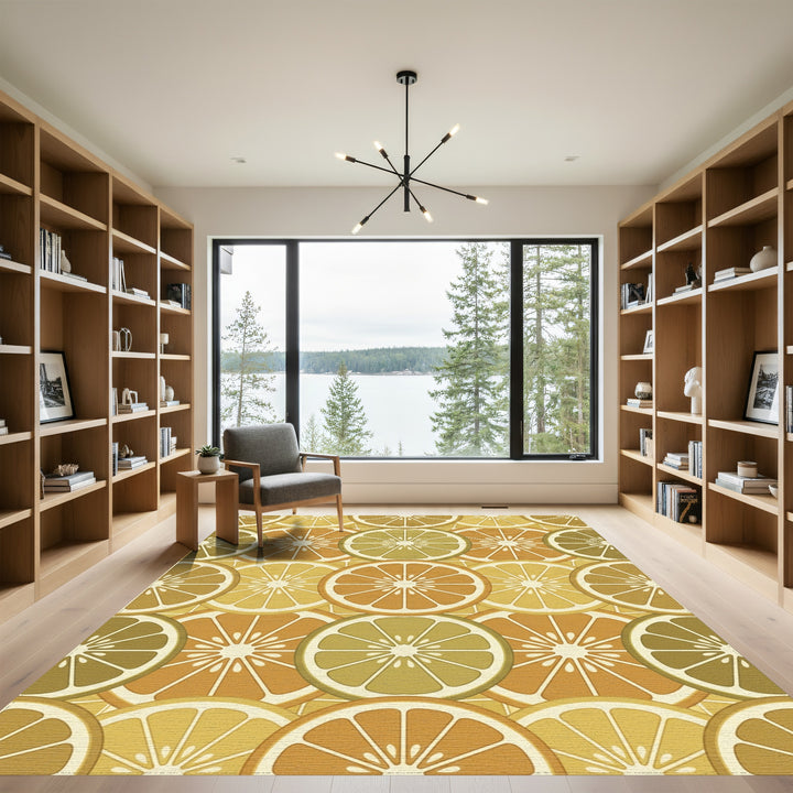 Citrus Slices Warm Tones Abstract Rug